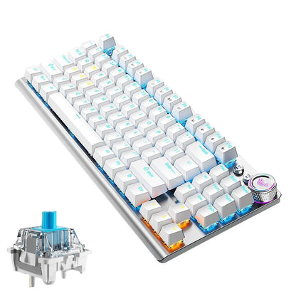 Rynx | AULA F3001 Backlit 87 Keys Wired/Wireless/Bluetooth Three Model Mechanical Gaming Keyboard (Silver White Green Shaft)