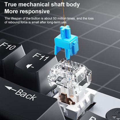 Rynx | AULA F3001 Backlit 87 Keys Wired/Wireless/Bluetooth Three Model Mechanical Gaming Keyboard (Silver White Tea Shaft)