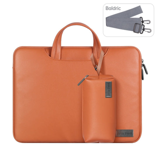 Rynx | Waterproof PU Laptop Bag Inner Pocket with Power Pack, Size: 15 inches (Brown)