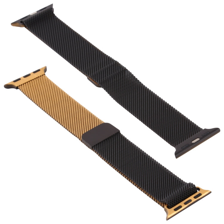 Rynx | For Apple Watch Ultra 49mm & Watch Ultra 2 49mm / Series 9 & 8 & 7 45mm / SE 3 & SE 2 & 6 & SE & 5 & 4 44mm / 3 & 2 & 1 42mm Milanese Gradient Stainless Steel Watch Band (Black + Gold)
