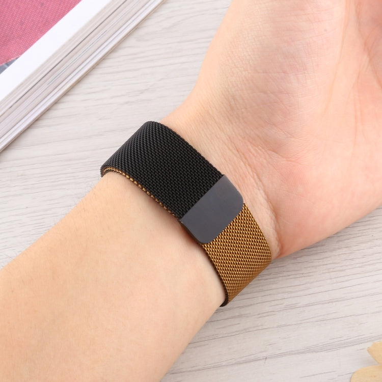 Rynx | For Apple Watch Ultra 49mm & Watch Ultra 2 49mm / Series 9 & 8 & 7 45mm / SE 3 & SE 2 & 6 & SE & 5 & 4 44mm / 3 & 2 & 1 42mm Milanese Gradient Stainless Steel Watch Band (Black + Gold)