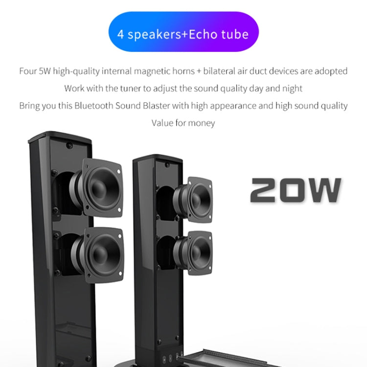 RYNX | BS-36 20W Multi-Function 3D Stereo Surround Bluetooth Speaker Subwoofer Soundbar(Black)