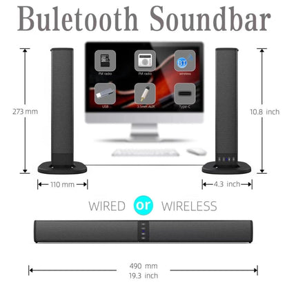 RYNX | BS-36 20W Multi-Function 3D Stereo Surround Bluetooth Speaker Subwoofer Soundbar(Black)
