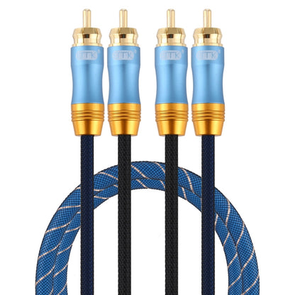 Rynx | EMK 2 x RCA Male to 2 x RCA Male Gold-Plated Connection Nylon Woven Coaxial Audio Cable for TV / Amplifier / Home Theater / DVD, Cable Length: 1m (Dark Blue)