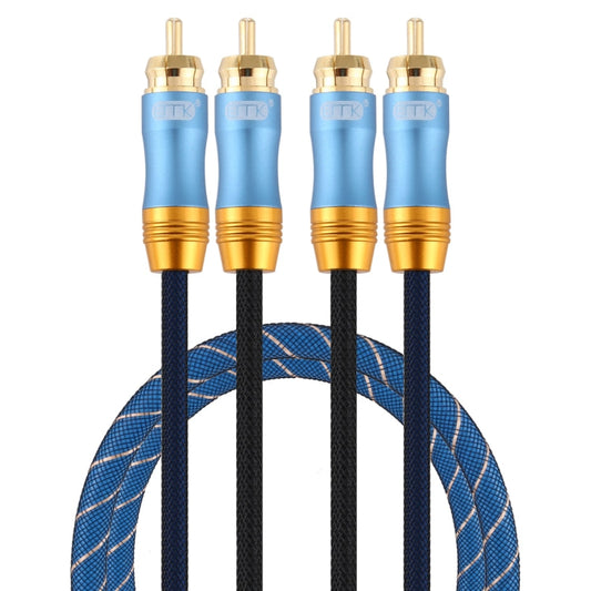 Rynx | EMK 2 x RCA Male to 2 x RCA Male Gold-Plated Connection Nylon Woven Coaxial Audio Cable for TV / Amplifier / Home Theater / DVD, Cable Length: 1m (Dark Blue)
