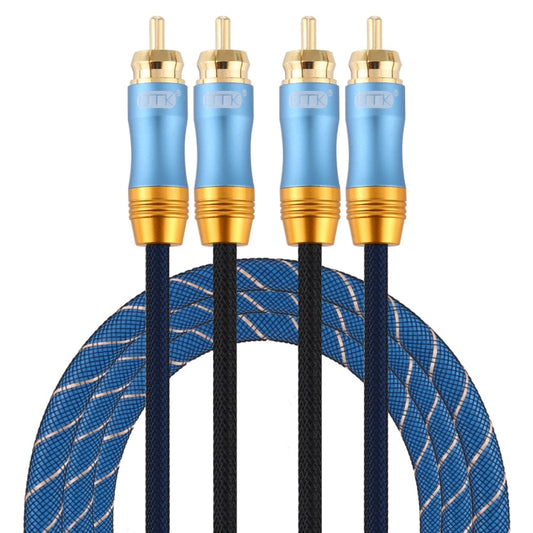 Rynx | EMK 2 x RCA plug to 2 x RCA plug gold-plated connection nylon braided coaxial audio cable for TV / amplifier / home theater / DVD, cable length: 1.5m (dark blue)