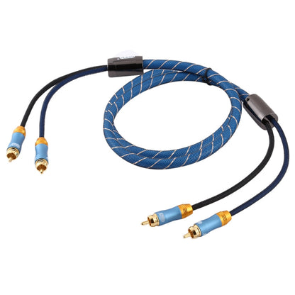 Rynx | EMK 2 x RCA plug to 2 x RCA plug gold-plated connection nylon braided coaxial audio cable for TV / amplifier / home theater / DVD, cable length: 1.5m (dark blue)