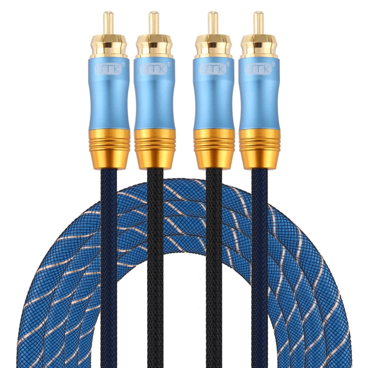 Rynx | EMK 2 x RCA plug to 2 x RCA plug gold-plated connection nylon braided coaxial audio cable for TV / amplifier / home theater / DVD, cable length: 2m (dark blue)