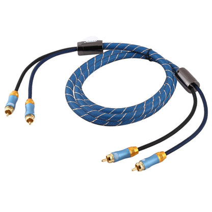 Rynx | EMK 2 x RCA plug to 2 x RCA plug gold-plated connection nylon braided coaxial audio cable for TV / amplifier / home theater / DVD, cable length: 2m (dark blue)