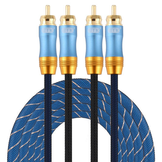 Rynx | EMK 2 x RCA plug to 2 x RCA plug gold-plated connection nylon woven coaxial audio cable for TV / amplifier / home theater / DVD, cable length: 3m (dark blue)