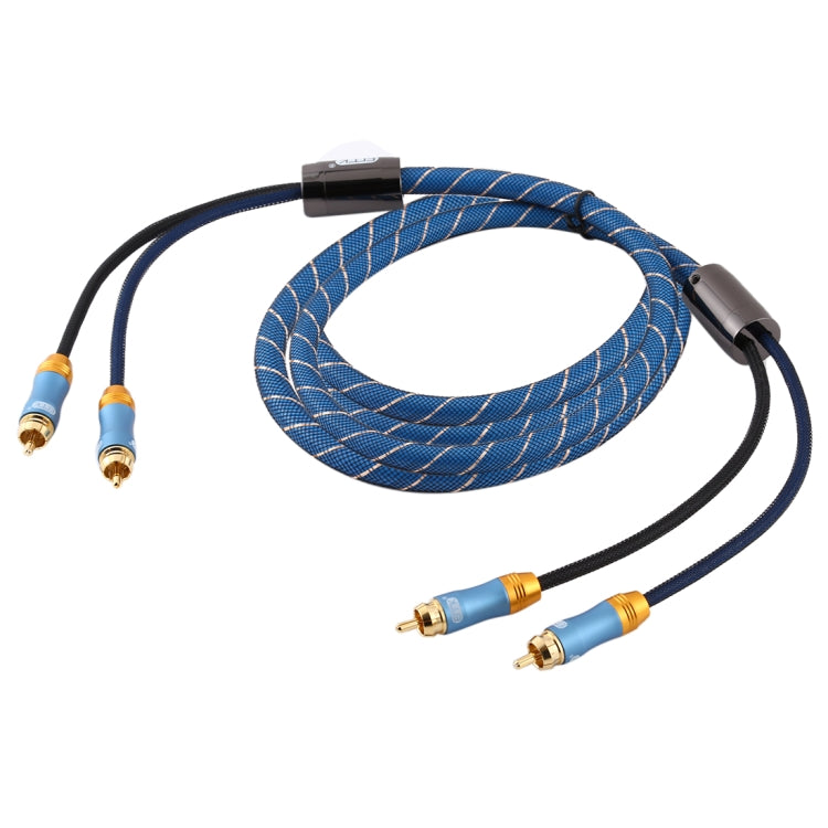 Rynx | EMK 2 x RCA plug to 2 x RCA plug gold-plated connection nylon woven coaxial audio cable for TV / amplifier / home theater / DVD, cable length: 3m (dark blue)