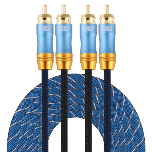 Rynx | EMK 2 x RCA male to 2 x RCA male gold-plated connector nylon fabric coaxial audio cable for TV / amplifier / home theater / DVD, cable length: 5m (dark blue)