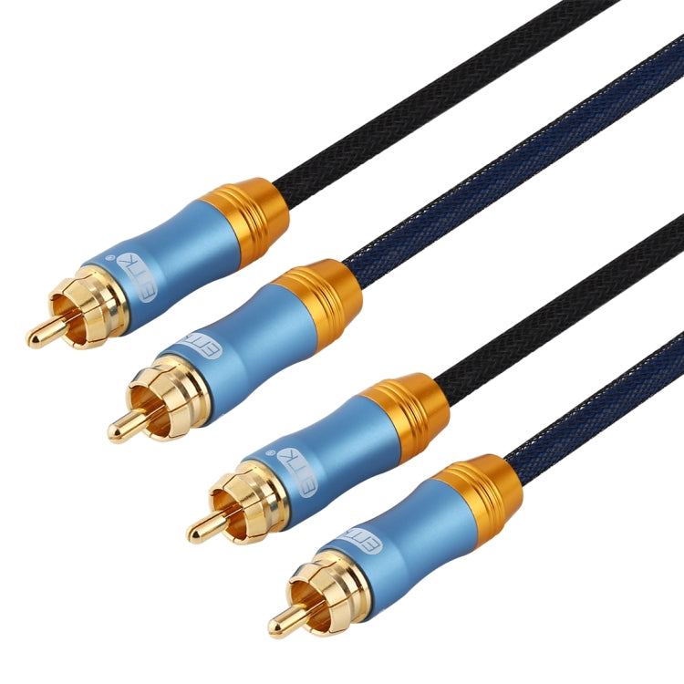Rynx | EMK 2 x RCA male to 2 x RCA male gold-plated connector nylon fabric coaxial audio cable for TV / amplifier / home theater / DVD, cable length: 5m (dark blue)
