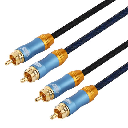 Rynx | EMK 2 x RCA male to 2 x RCA male gold-plated connector nylon fabric coaxial audio cable for TV / amplifier / home theater / DVD, cable length: 5m (dark blue)