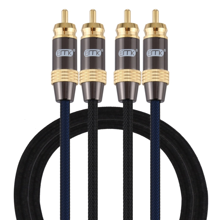 Rynx | EMK 2 x RCA Plug to 2 x RCA Plug Gold Plated Connector Nylon Braided Coaxial Audio Cable for TV / Amplifier / Home Theater / DVD, Cable Length: 1m (Black)