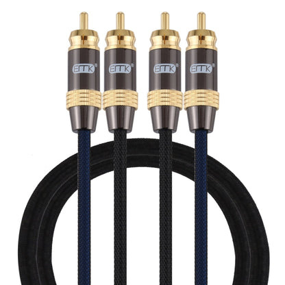 Rynx | EMK 2 x RCA Plug to 2 x RCA Plug Gold Plated Connector Nylon Braided Coaxial Audio Cable for TV / Amplifier / Home Theater / DVD, Cable Length: 1m (Black)