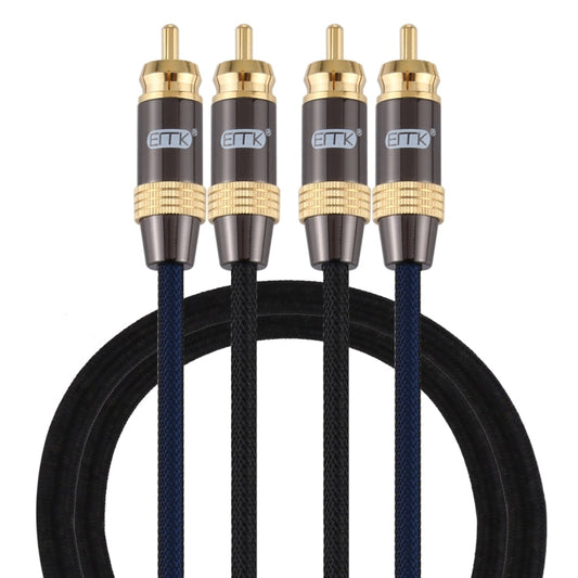 Rynx | EMK 2 x RCA Plug to 2 x RCA Plug Gold Plated Connector Nylon Braided Coaxial Audio Cable for TV / Amplifier / Home Theater / DVD, Cable Length: 1m (Black)