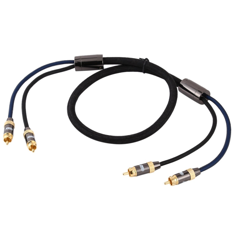 Rynx | EMK 2 x RCA Plug to 2 x RCA Plug Gold Plated Connector Nylon Braided Coaxial Audio Cable for TV / Amplifier / Home Theater / DVD, Cable Length: 1m (Black)