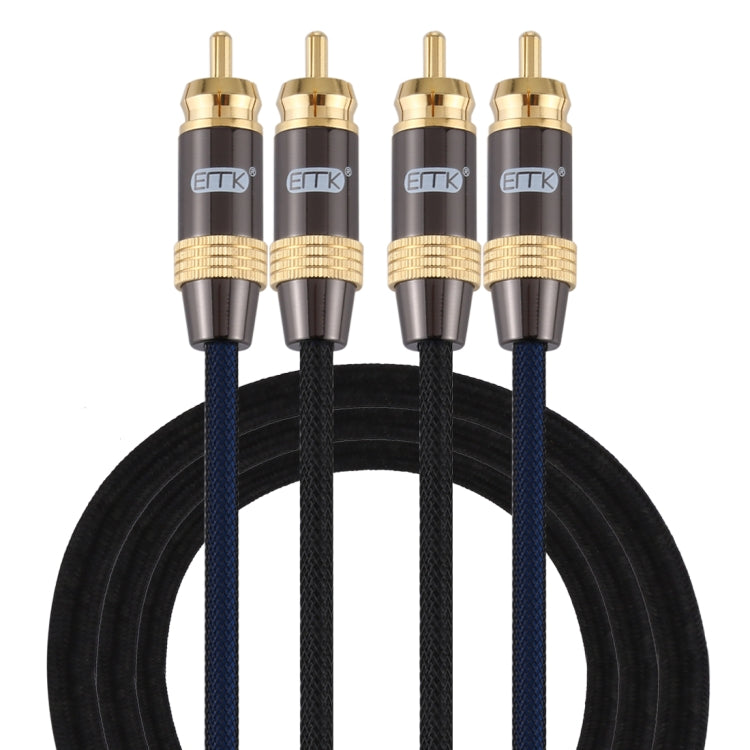 Rynx | EMK 2 x RCA plug to 2 x RCA plug gold-plated connector Nylon braided coaxial audio cable for TV / amplifier / home theater / DVD, cable length: 1.5m (black)
