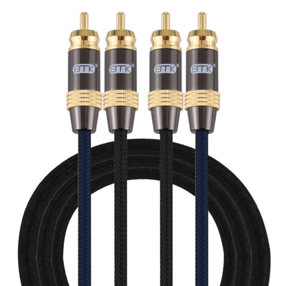 Rynx | EMK 2 x RCA plug to 2 x RCA plug gold-plated connector Nylon braided coaxial audio cable for TV / amplifier / home theater / DVD, cable length: 1.5m (black)