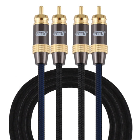 Rynx | EMK 2 x RCA plug to 2 x RCA plug gold-plated connector Nylon braided coaxial audio cable for TV / amplifier / home theater / DVD, cable length: 1.5m (black)