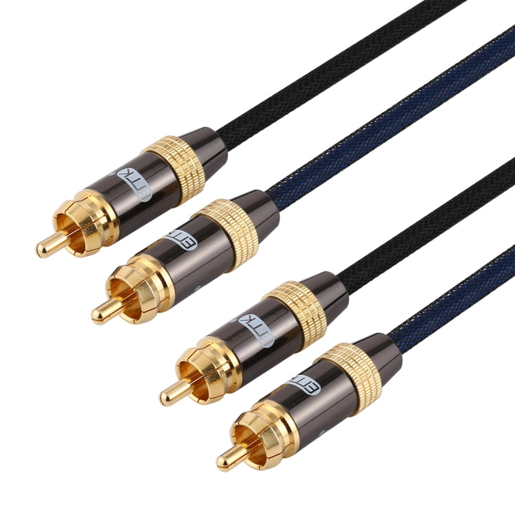 Rynx | EMK 2 x RCA plug to 2 x RCA plug gold-plated connector Nylon braided coaxial audio cable for TV / amplifier / home theater / DVD, cable length: 1.5m (black)