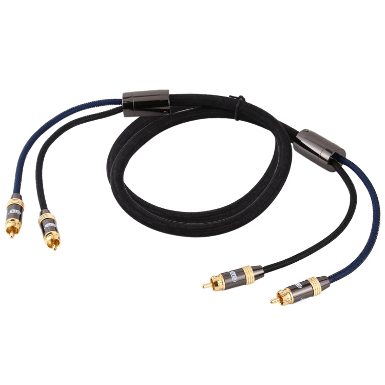 Rynx | EMK 2 x RCA plug to 2 x RCA plug gold-plated connector Nylon braided coaxial audio cable for TV / amplifier / home theater / DVD, cable length: 1.5m (black)