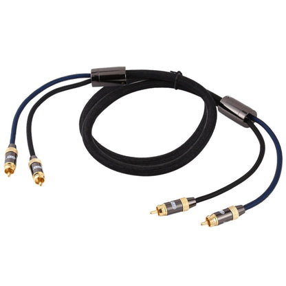 Rynx | EMK 2 x RCA plug to 2 x RCA plug gold-plated connector Nylon braided coaxial audio cable for TV / amplifier / home theater / DVD, cable length: 1.5m (black)