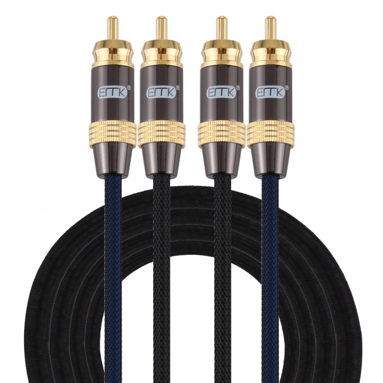 Rynx | EMK 2 x RCA plug to 2 x RCA plug gold-plated connection nylon braided coaxial audio cable for TV / amplifier / home cinema / DVD, cable length: 2m (black)