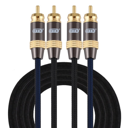 Rynx | EMK 2 x RCA plug to 2 x RCA plug gold-plated connection nylon braided coaxial audio cable for TV / amplifier / home cinema / DVD, cable length: 2m (black)