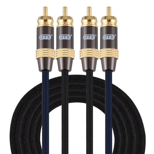 Rynx | EMK 2 x RCA plug to 2 x RCA plug gold-plated connection nylon braided coaxial audio cable for TV / amplifier / home cinema / DVD, cable length: 2m (black)