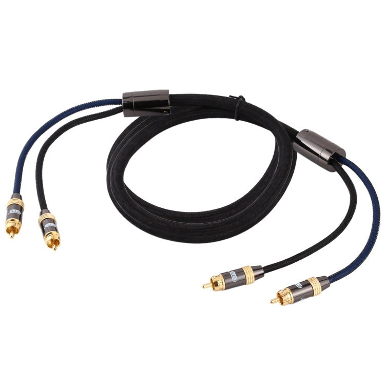 Rynx | EMK 2 x RCA plug to 2 x RCA plug gold-plated connection nylon braided coaxial audio cable for TV / amplifier / home cinema / DVD, cable length: 2m (black)