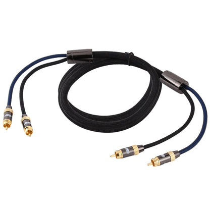 Rynx | EMK 2 x RCA plug to 2 x RCA plug gold-plated connection nylon braided coaxial audio cable for TV / amplifier / home cinema / DVD, cable length: 2m (black)