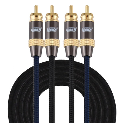 Rynx | EMK 2 x RCA Male to 2 x RCA Male Gold-Plated Connector Nylon-Fabric Coaxial Audio Cable for TV / Amplifier / Home Cinema / DVD, Cable Length: 3m (Black)