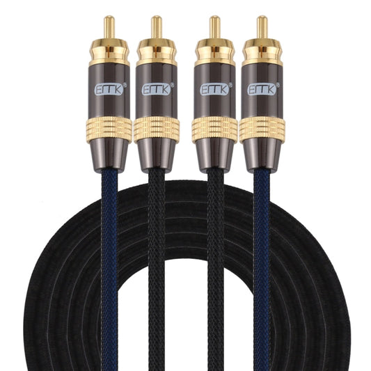 Rynx | EMK 2 x RCA Male to 2 x RCA Male Gold-Plated Connector Nylon-Fabric Coaxial Audio Cable for TV / Amplifier / Home Cinema / DVD, Cable Length: 3m (Black)