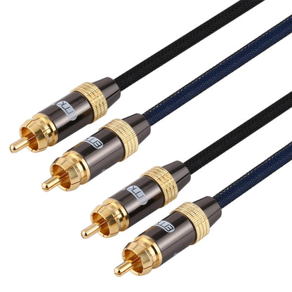 Rynx | EMK 2 x RCA Male to 2 x RCA Male Gold-Plated Connector Nylon-Fabric Coaxial Audio Cable for TV / Amplifier / Home Cinema / DVD, Cable Length: 3m (Black)