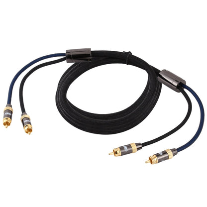 Rynx | EMK 2 x RCA Male to 2 x RCA Male Gold-Plated Connector Nylon-Fabric Coaxial Audio Cable for TV / Amplifier / Home Cinema / DVD, Cable Length: 3m (Black)