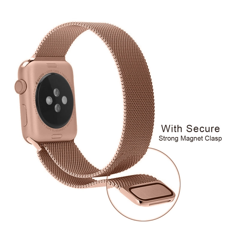 Rynx | For Apple Watch Ultra 49mm and Watch Ultra 2 49mm / Series 9 and 8 and 7 45mm / SE 3 and SE 2 and 6 and SE and 5 and 4 44mm / 3 and 2 and 1 42mm Milanese Loop Magnetic Stainless Steel Watch Band (Champagne Gold)