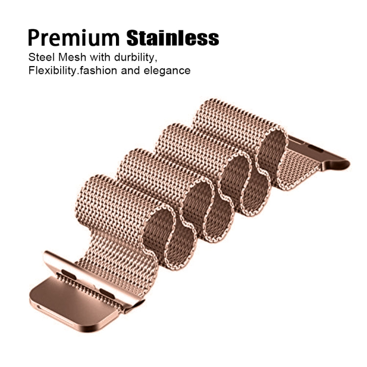 Rynx | For Apple Watch Ultra 49mm and Watch Ultra 2 49mm / Series 9 and 8 and 7 45mm / SE 3 and SE 2 and 6 and SE and 5 and 4 44mm / 3 and 2 and 1 42mm Milanese Loop Magnetic Stainless Steel Watch Band (Champagne Gold)