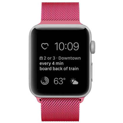 Rynx | For Apple Watch Ultra 49mm & Watch Ultra 2 49mm / Series 9 & 8 & 7 45mm / 6 & SE & 5 & 4 44mm / 3 & 2 & 1 42mm Milanese Loop Magnetic Stainless Steel Watch Band (Bright Pink)