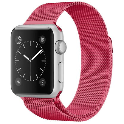 Rynx | For Apple Watch Ultra 49mm & Watch Ultra 2 49mm / Series 9 & 8 & 7 45mm / 6 & SE & 5 & 4 44mm / 3 & 2 & 1 42mm Milanese Loop Magnetic Stainless Steel Watch Band (Bright Pink)