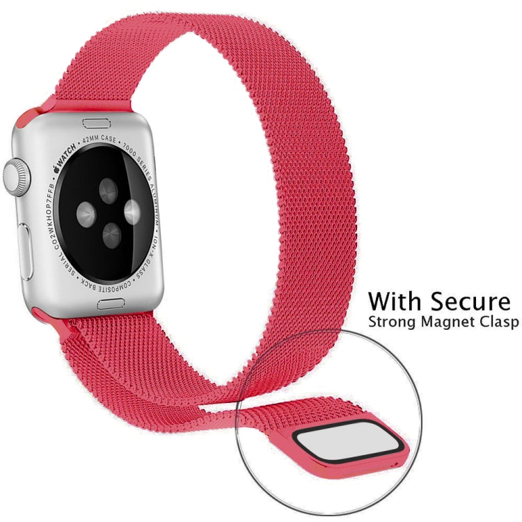 Rynx | For Apple Watch Ultra 49mm & Watch Ultra 2 49mm / Series 9 & 8 & 7 45mm / 6 & SE & 5 & 4 44mm / 3 & 2 & 1 42mm Milanese Loop Magnetic Stainless Steel Watch Band (Bright Pink)