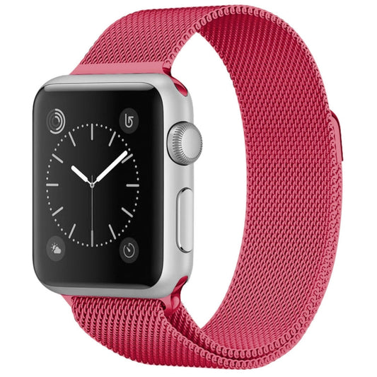 Rynx | For Apple Watch Ultra 49mm & Watch Ultra 2 49mm / Series 9 & 8 & 7 45mm / 6 & SE & 5 & 4 44mm / 3 & 2 & 1 42mm Milanese Loop Magnetic Stainless Steel Watch Band (Bright Pink)