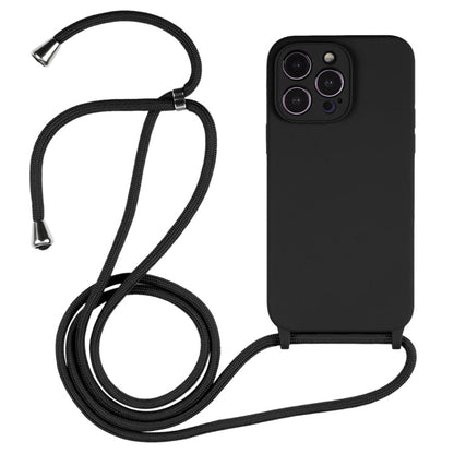 RYNX | For iPhone 16 Pro Max Crossbody Lanyard Liquid Silicone Case(Black)