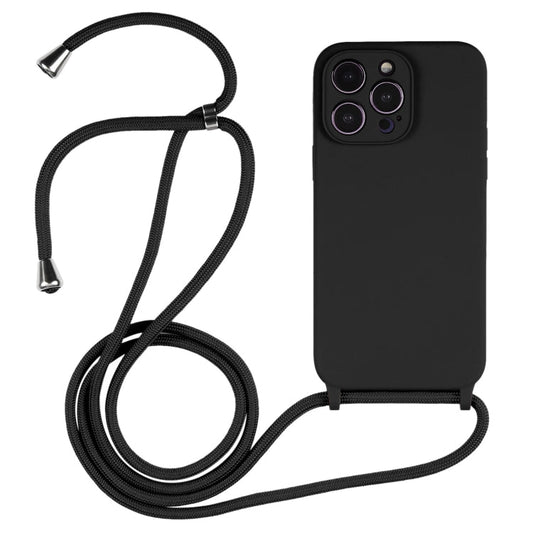 RYNX | For iPhone 16 Pro Max Crossbody Lanyard Liquid Silicone Case(Black)