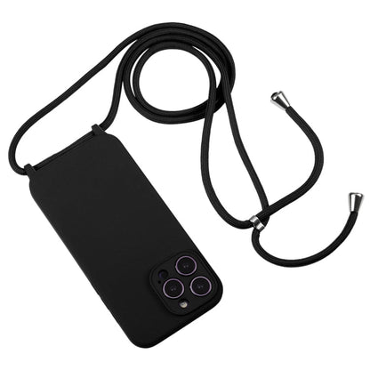 RYNX | For iPhone 16 Pro Max Crossbody Lanyard Liquid Silicone Case(Black)