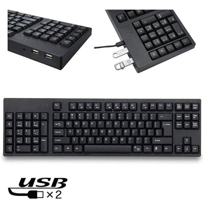 Rynx | Wired USB Left-Handed Keyboard with Dual HUB Function (Black)
