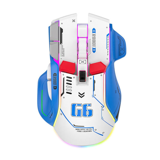Rynx | HXSJ G6 10 Keys RGB 12800DPI Tri-Mode Wireless Gaming Mouse (White)