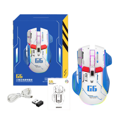 Rynx | HXSJ G6 10 Keys RGB 12800DPI Tri-Mode Wireless Gaming Mouse (White)