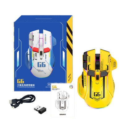 Rynx | HXSJ G6 10 Keys RGB 12800DPI Tri-Mode Wireless Gaming Mouse (Yellow)